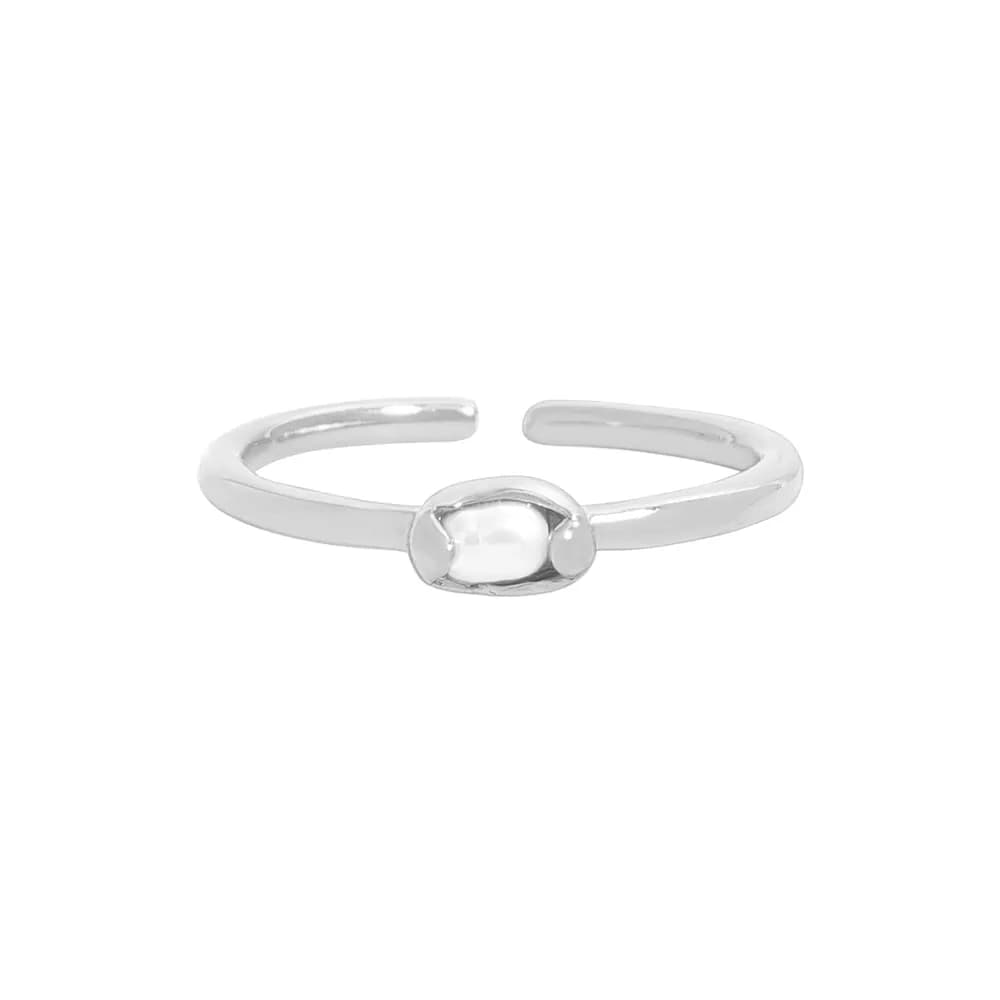 Pearl Bezel Ring in Platinum — Sterling silver