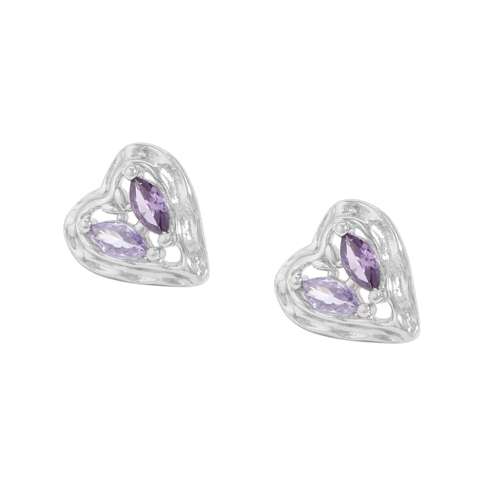 Heart-Shaped Gem Earrings in Platinum — Sterling silver