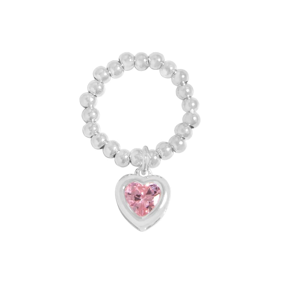 Heart Bead Ring in Pink — Sterling silver