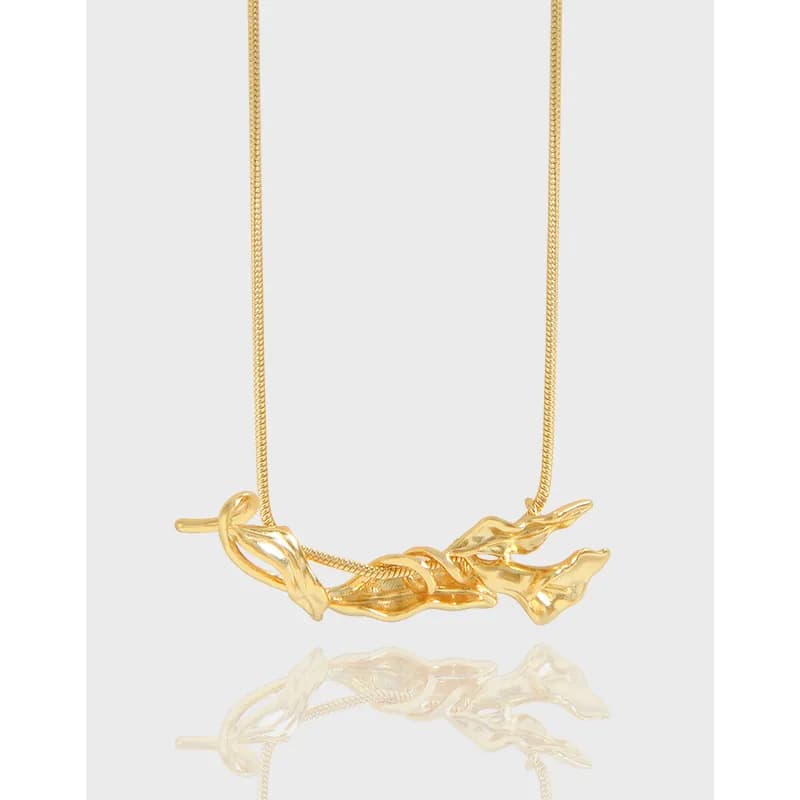 Polished sterling silver leaf-cluster pendant on a delicate chain