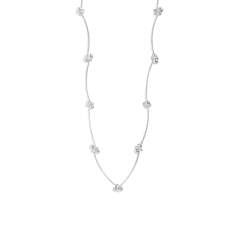 Beaded Knot Chain Necklace in Silver — Sterling silver
