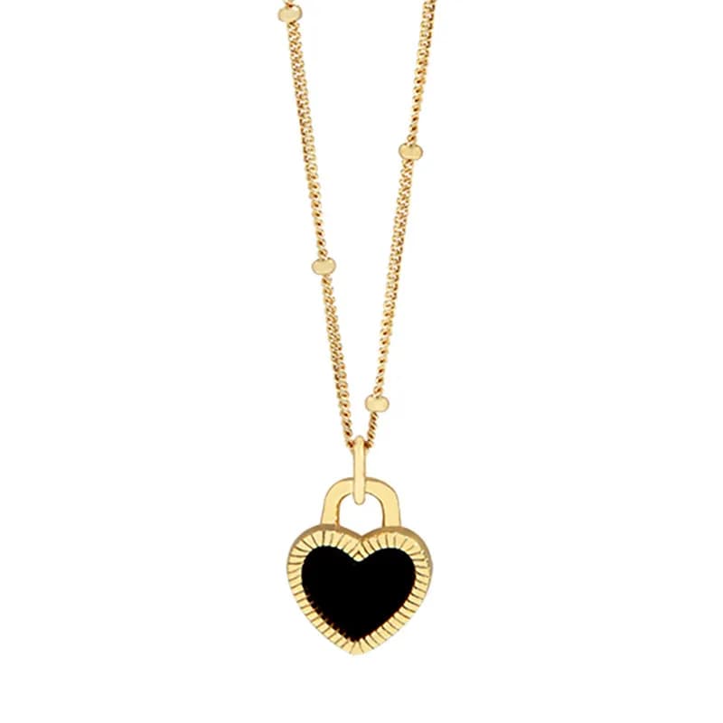 Enamel Heart Pendant Necklace in Gold — Sterling silver