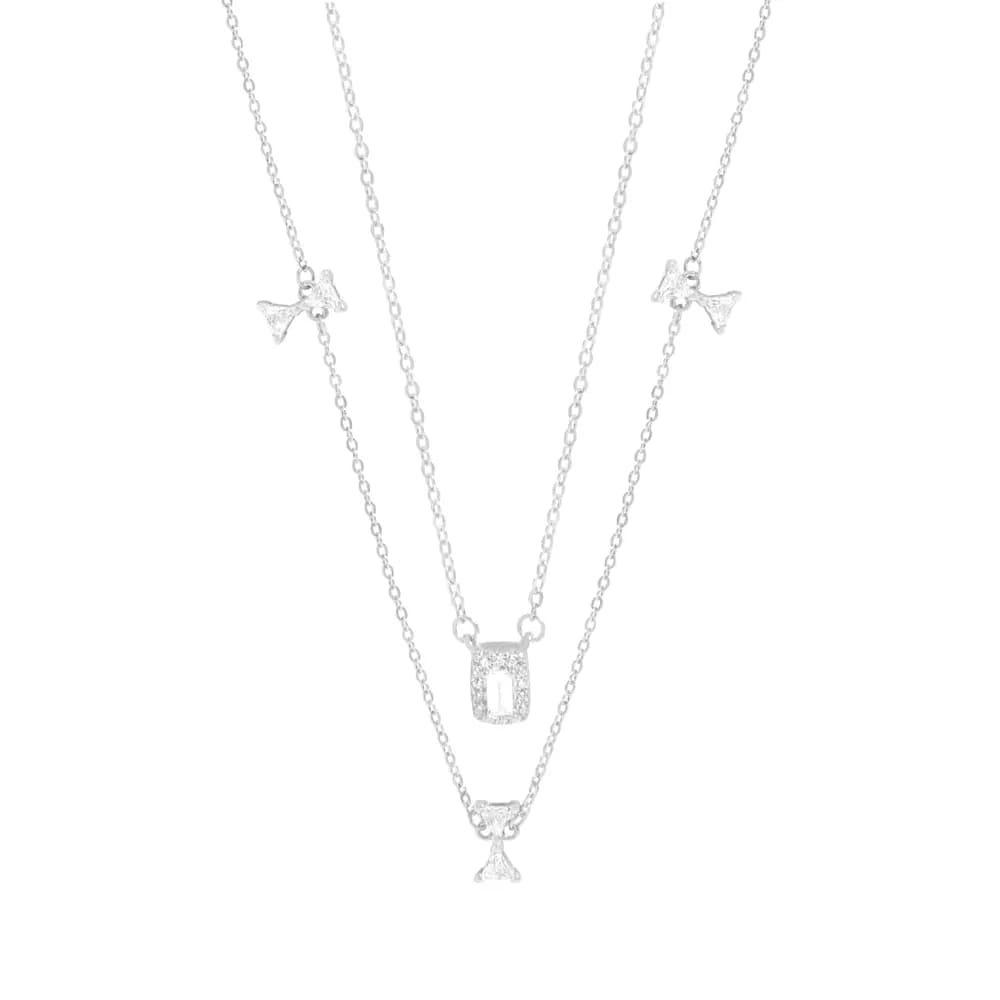Triple Layer Pendant Necklace in Platinum — Sterling silver