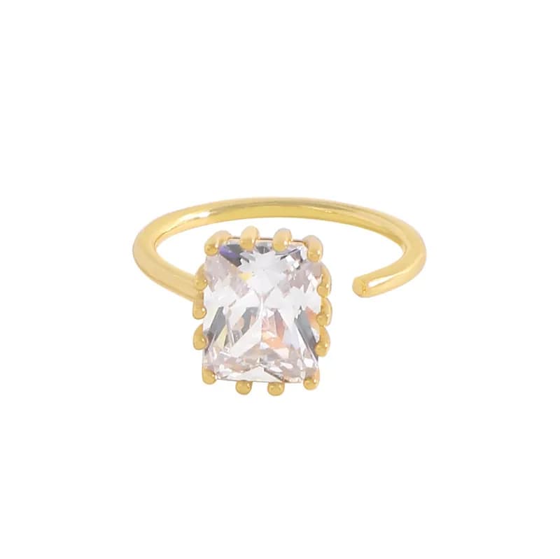 Cushion Cut Stone Ring in White — Sterling silver