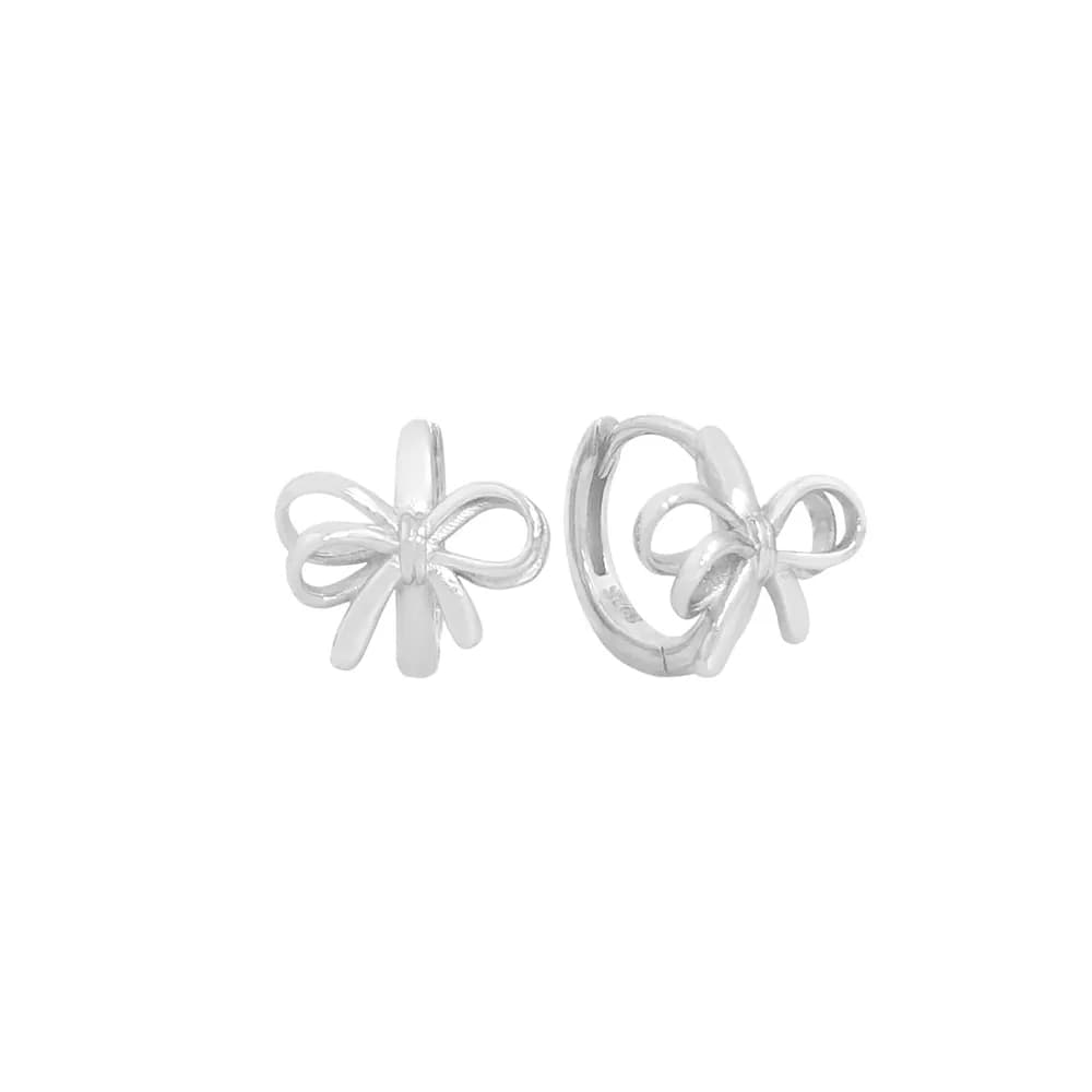 Bow Hoop Earrings in Platinum — Sterling silver