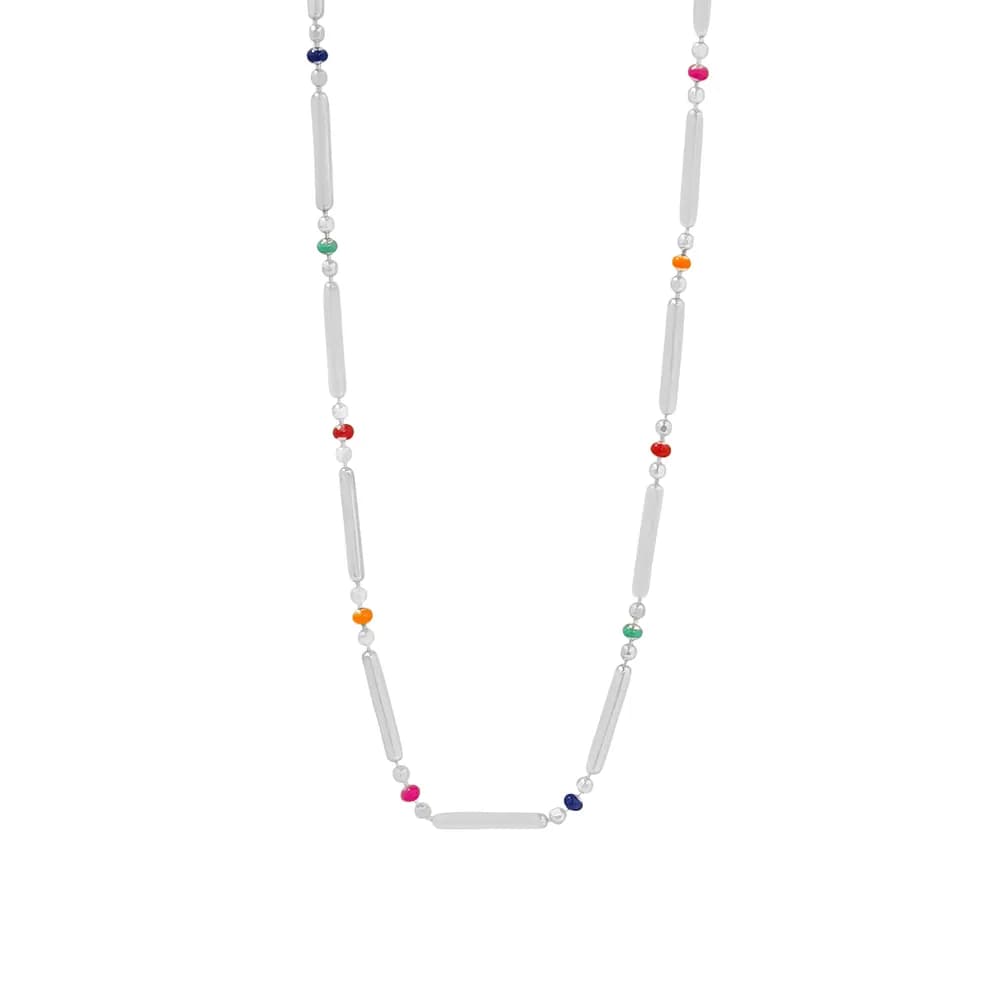 Bar Segment Necklace in Platinum — Sterling silver