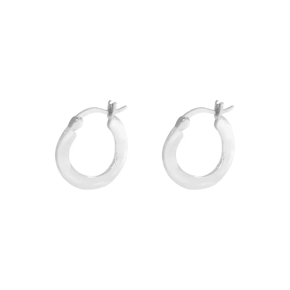 Sterling Silver Hoop Earrings in Platinum — Sterling silver