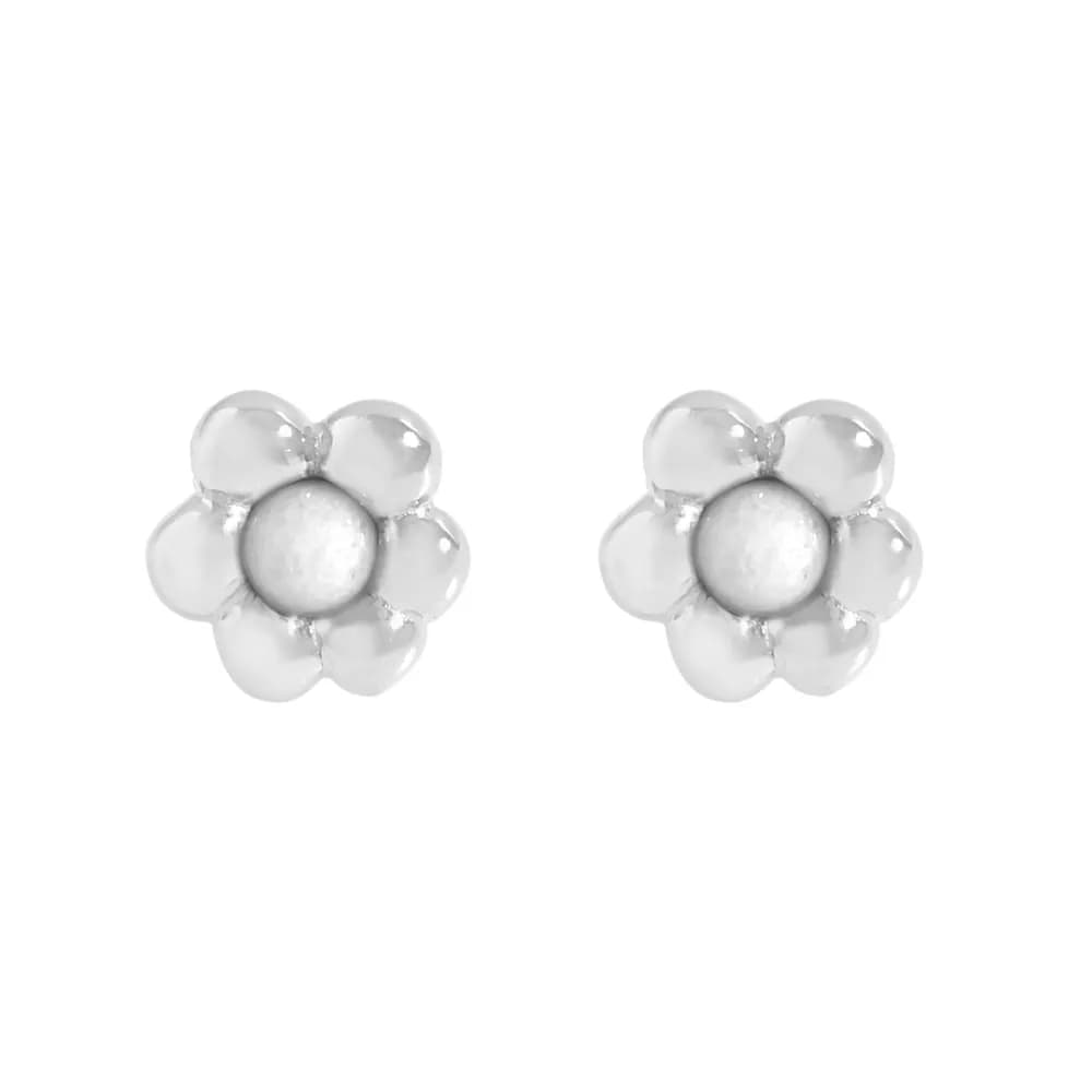 Flower Petal Stud Earrings in White — Sterling silver
