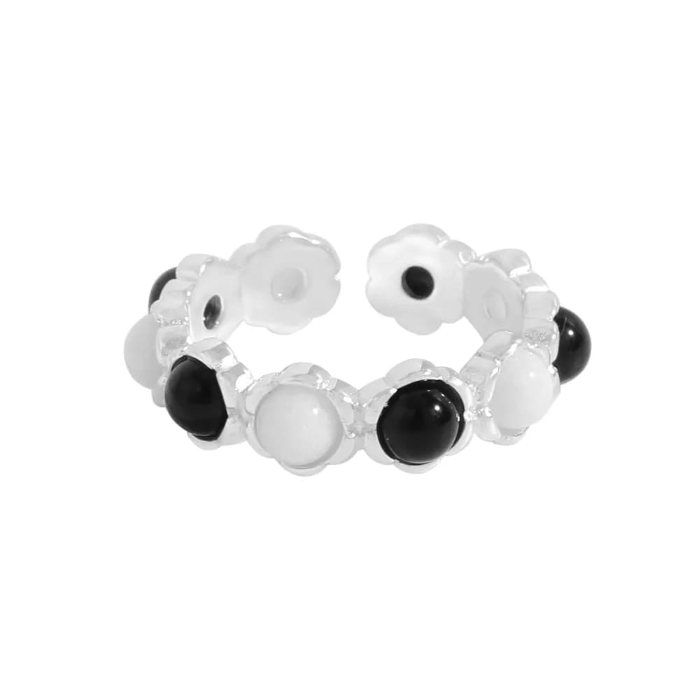 Beaded Circle Ring in Silver — Sterling silver