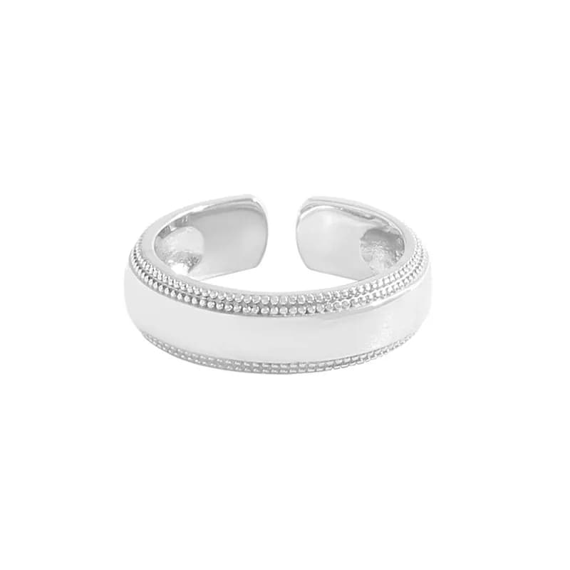 Beaded Edge Cuff Ring in Silver — Sterling silver
