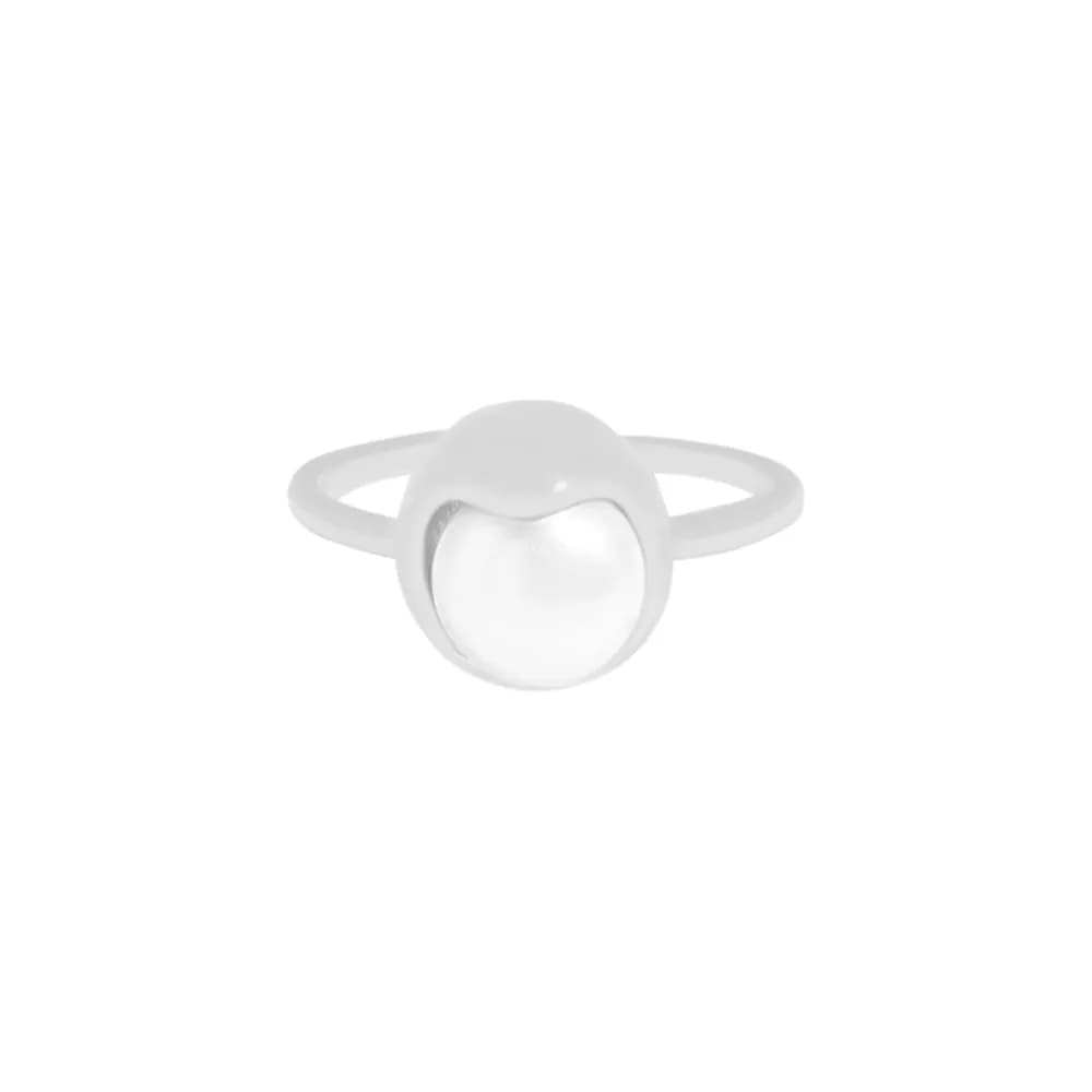 Pearl Bezel Ring in Platinum — Sterling silver