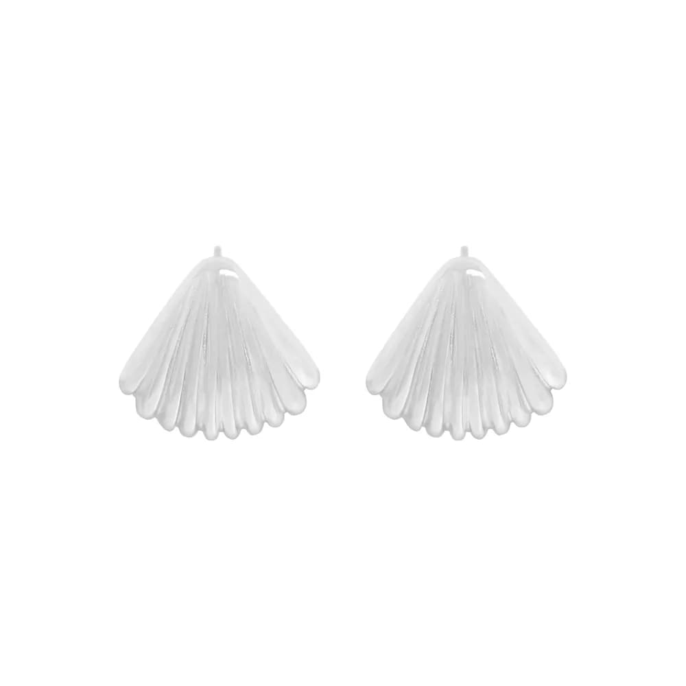 Scallop Shell Earrings in Silver — Sterling silver