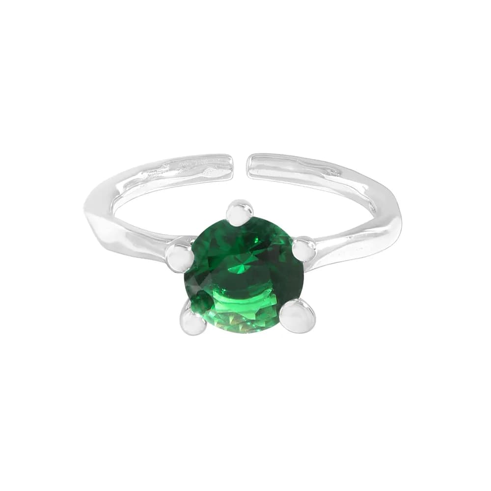 Prong Set Gem Ring in Green — Sterling silver