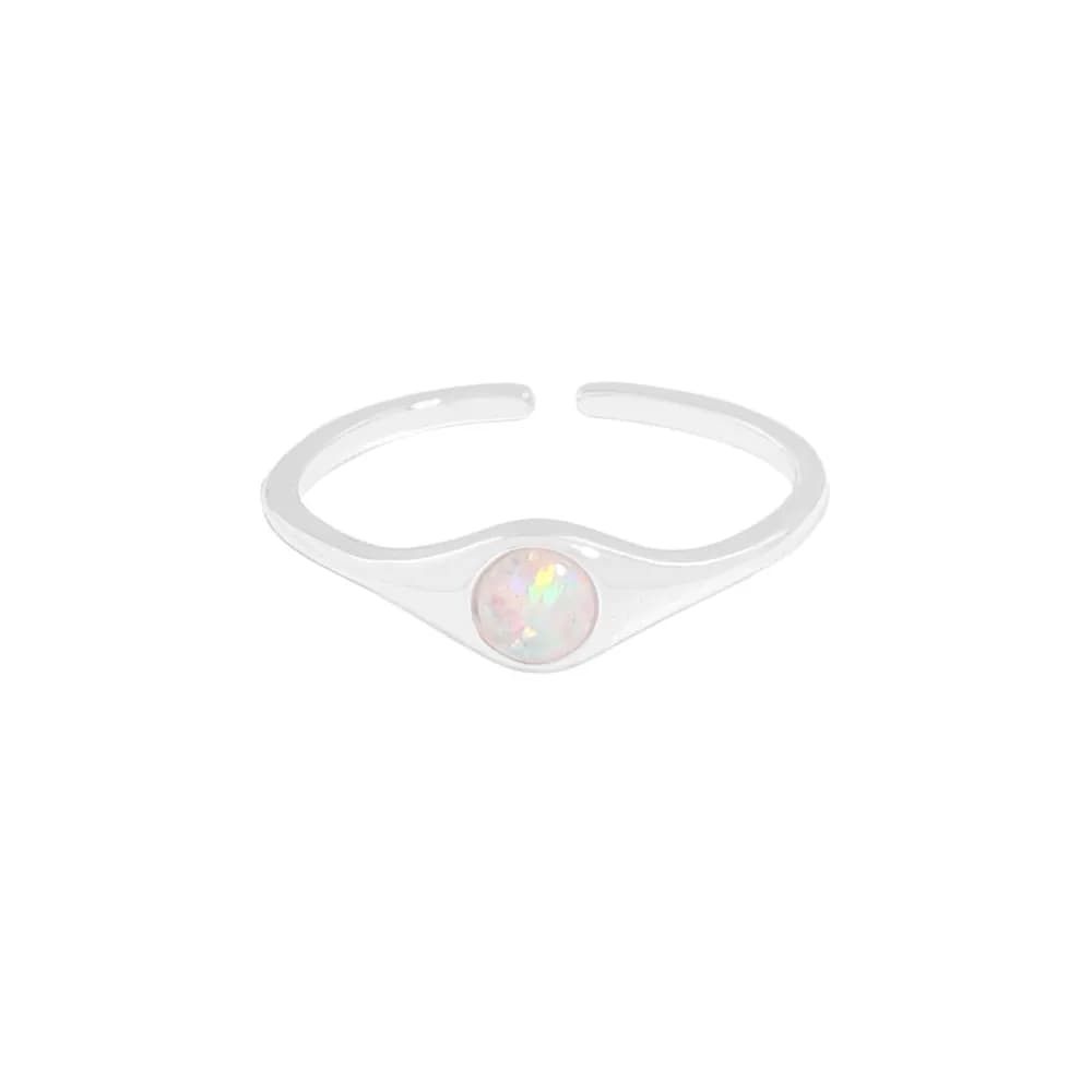 Opal Cabochon Ring in White Opal — Sterling silver