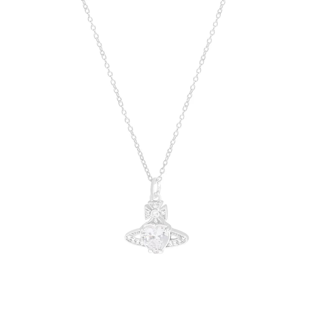 Pink Heart Pendant Necklace in White — Sterling silver