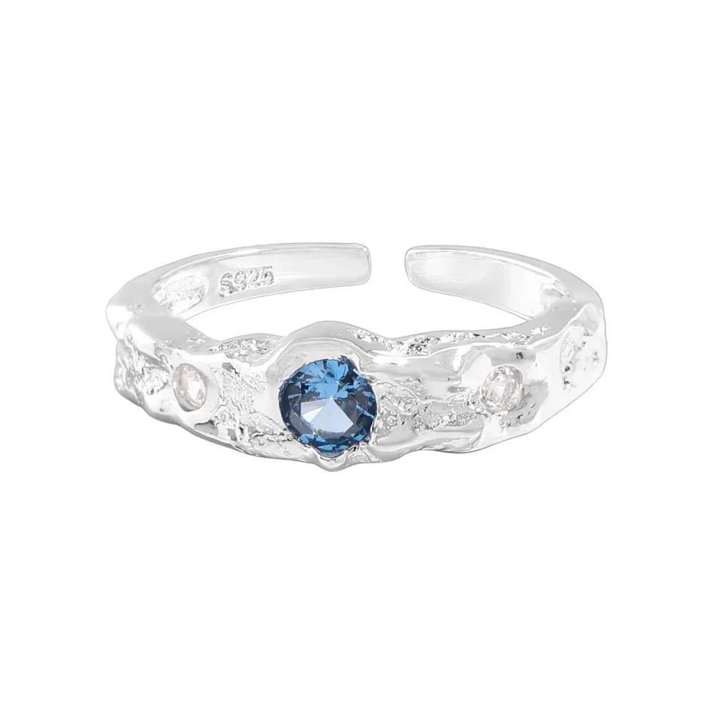 Blue Gem Ring in Platinum — Sterling silver