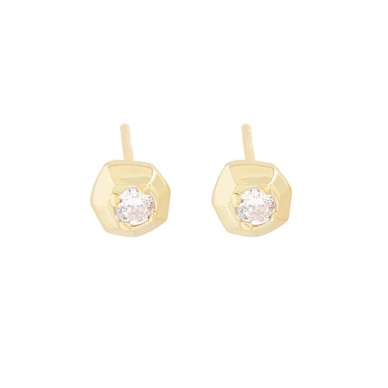 Octagon Stud Earrings in Gold — Sterling silver