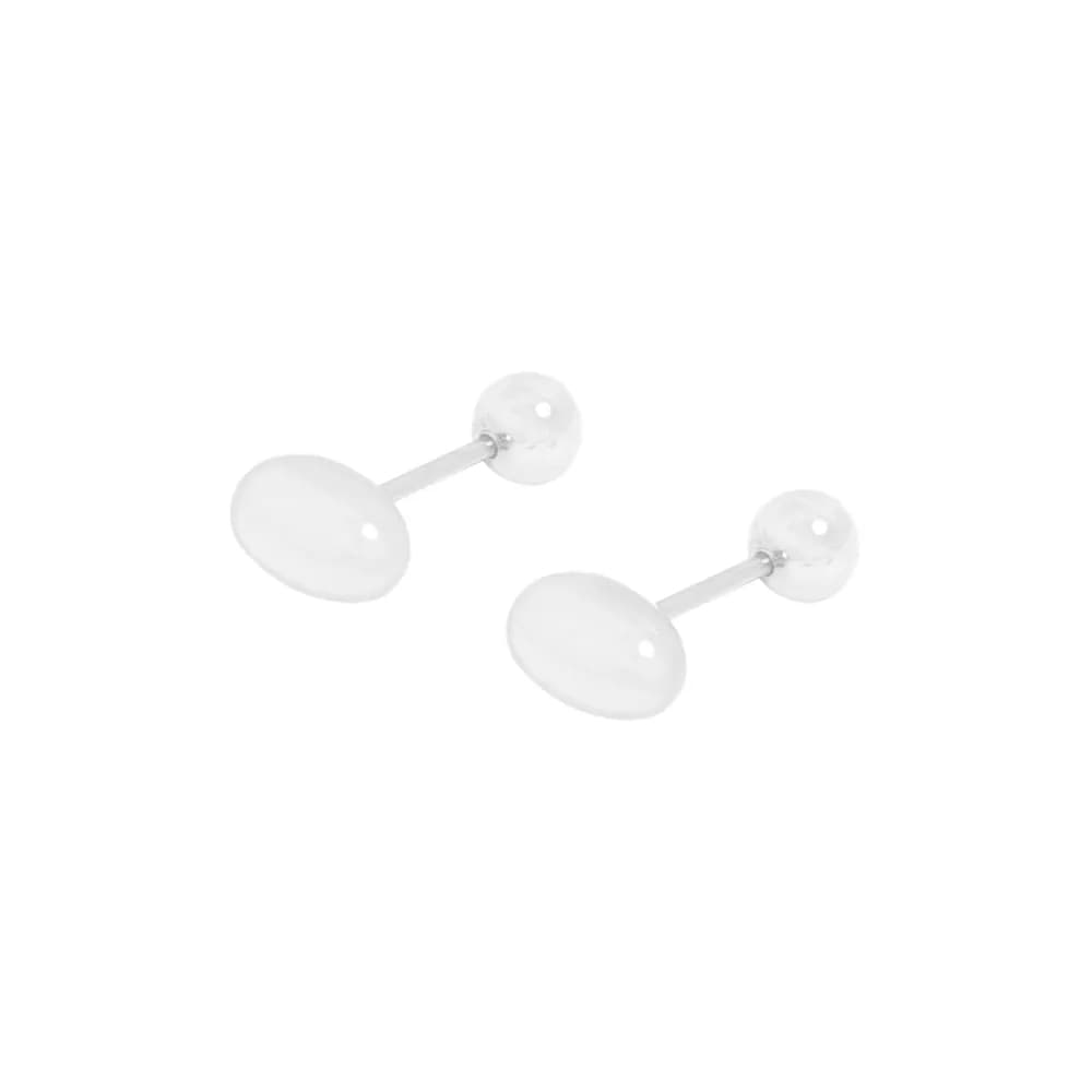 Oval Bead Drop Earrings in Platinum — Sterling silver
