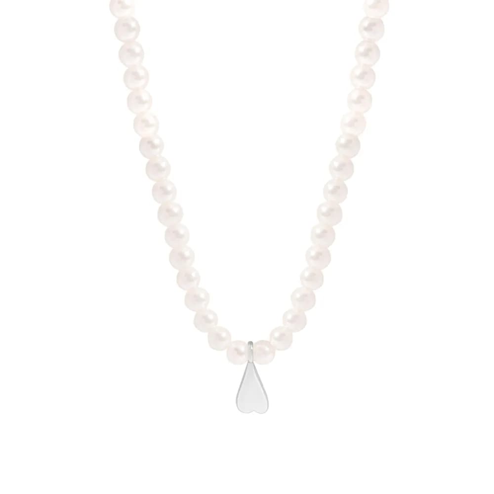 Heart Teardrop Pendant Necklace in Platinum — Sterling silver