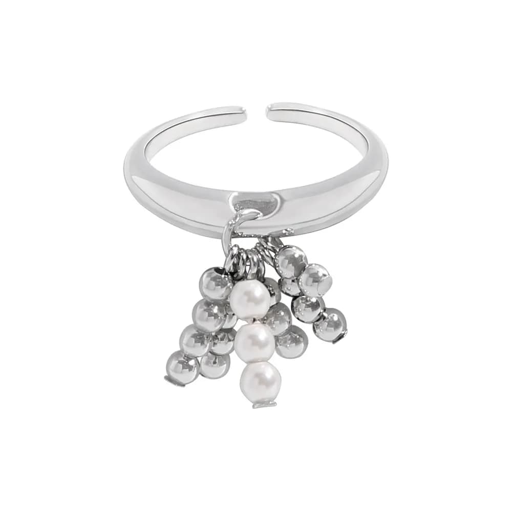 Pearl Cluster Ring in Platinum — Sterling silver