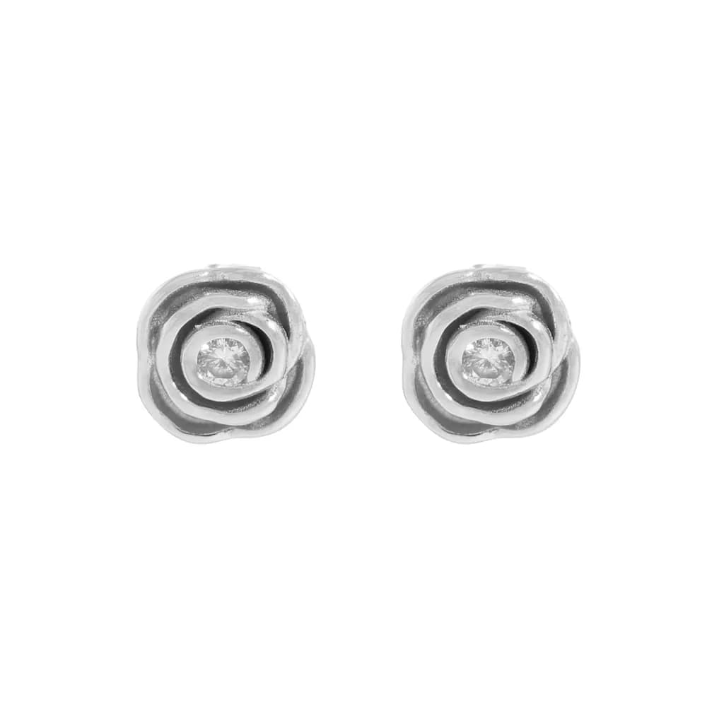Rosette Stud Earrings in Platinum — Sterling silver