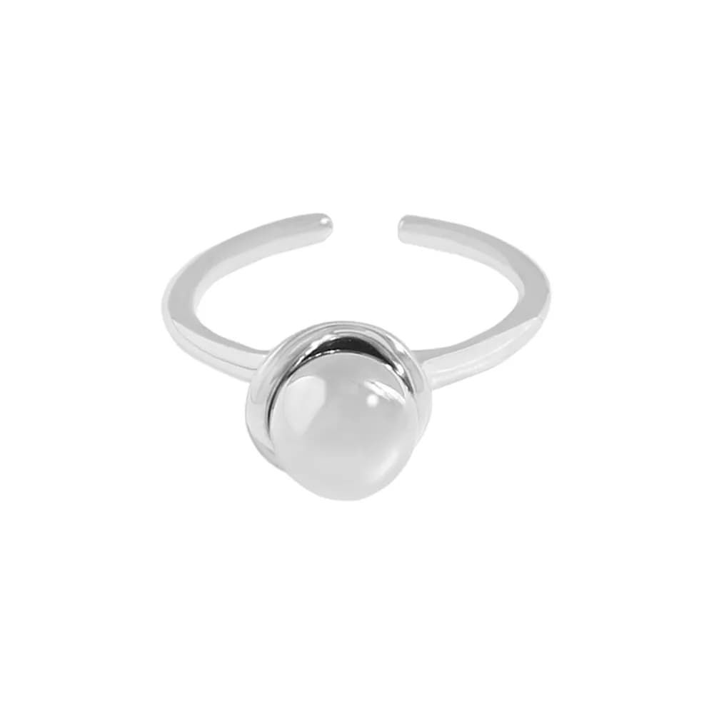 Pearl Bead Ring in Platinum — Sterling silver