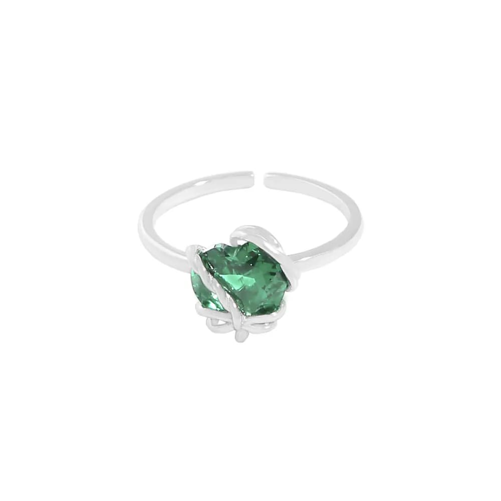 Crystal Wrap Ring in Green — Sterling silver