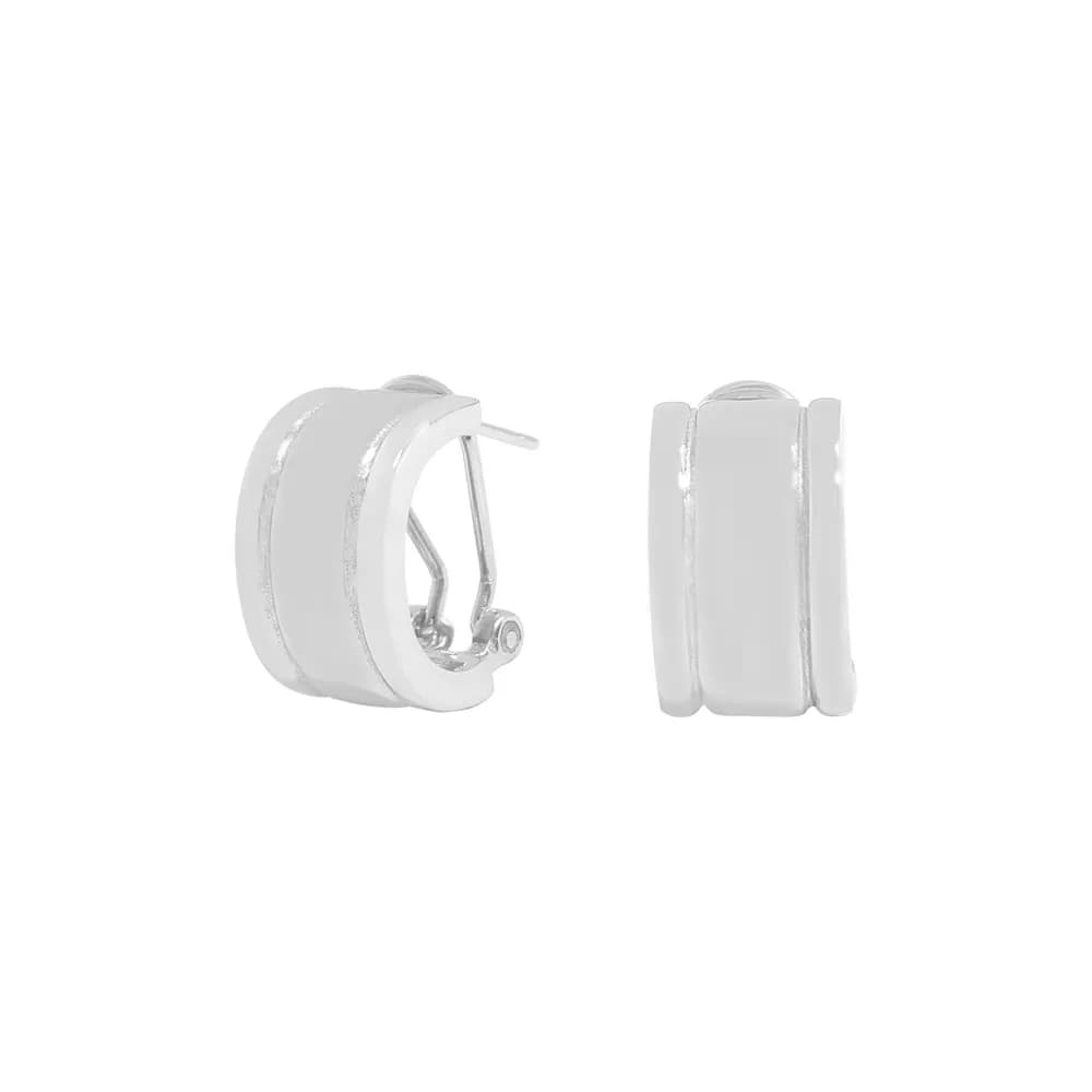 Double Band Hoop Earrings in Platinum — Sterling silver