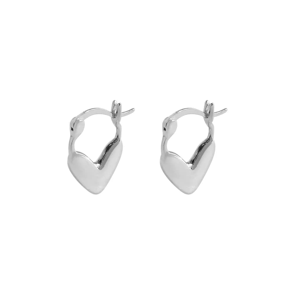 Heart Hoop Earrings in Platinum — Sterling silver