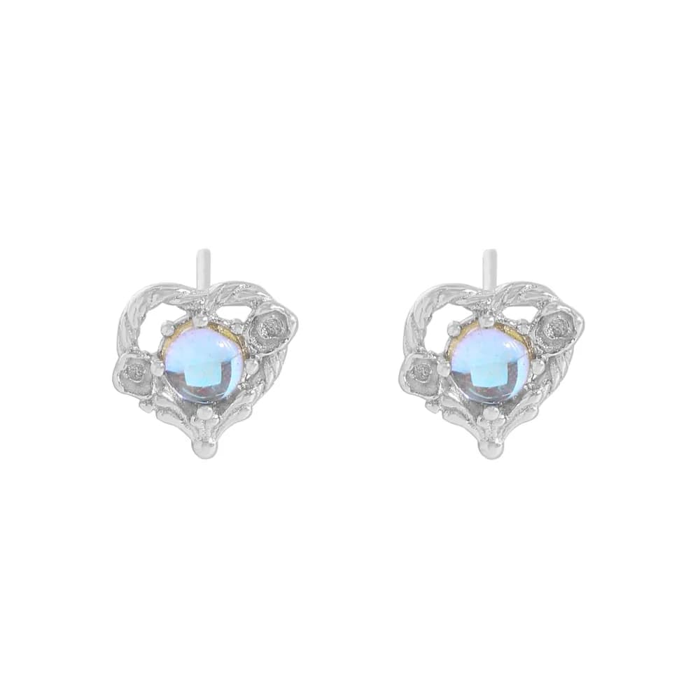 Moonstone Filigree Earrings in Platinum — Sterling silver