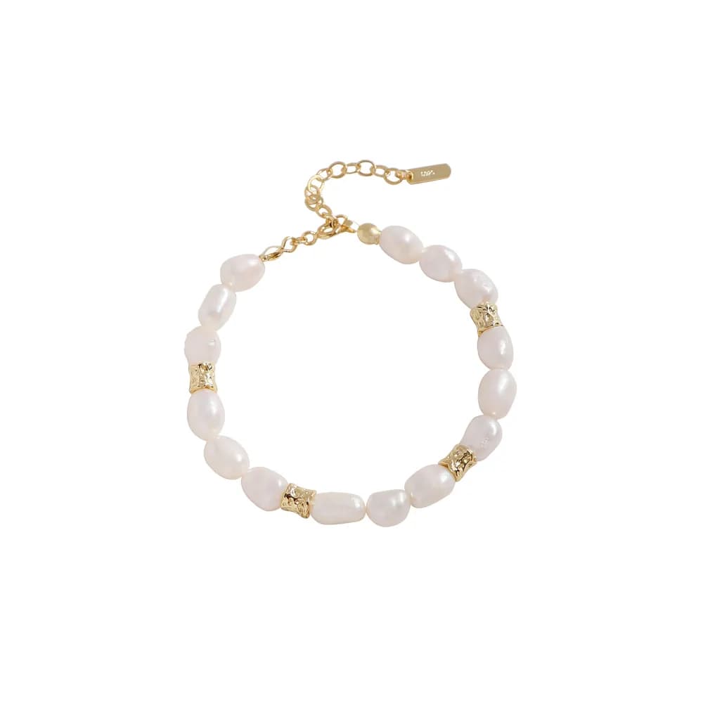 Freshwater Pearl Bead Bracelet in Gold — Sterling silver