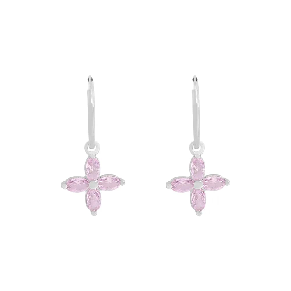 Pink Petal Earrings in Platinum — Sterling silver