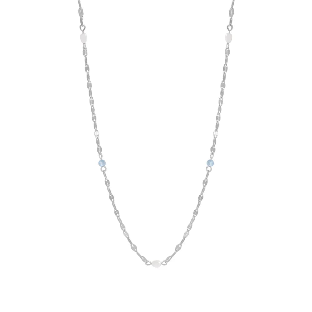 Pearl and Bead Necklace in Sea Blue — Sterling silver