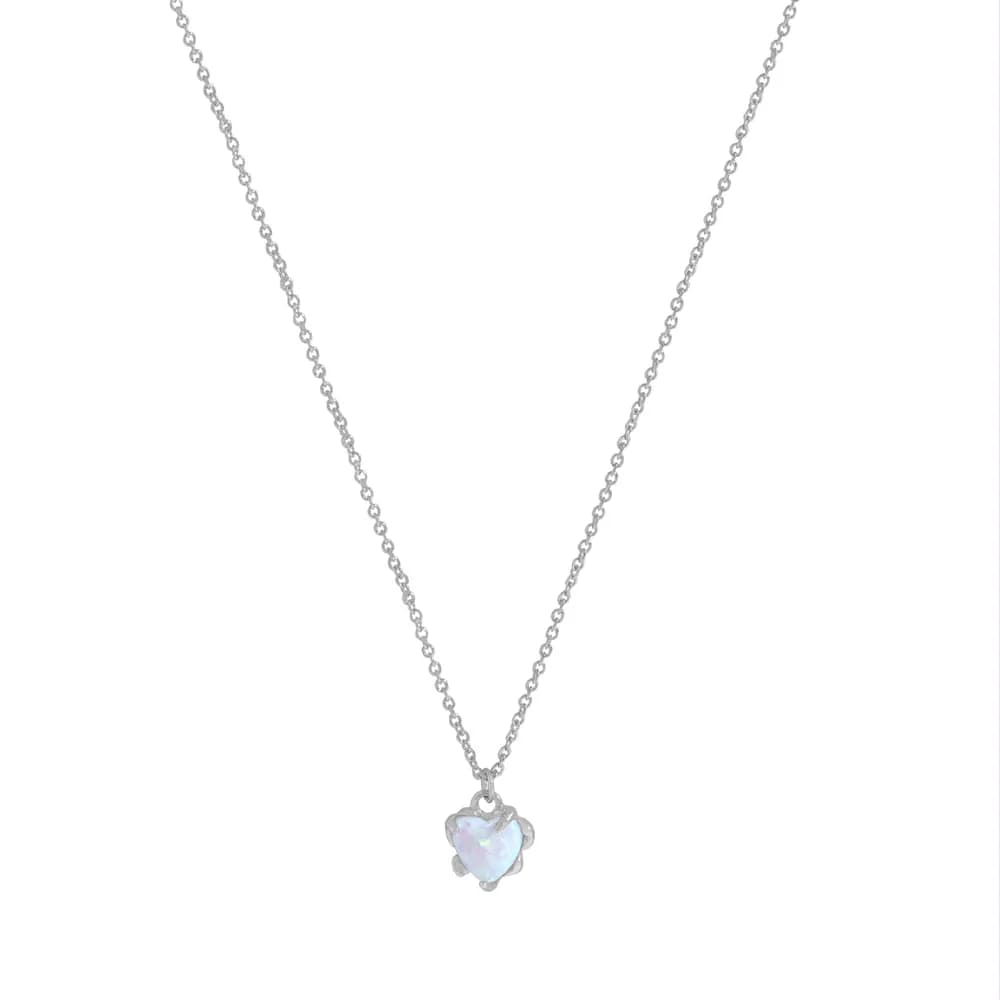 Opal Heart Pendant in Platinum — Sterling silver
