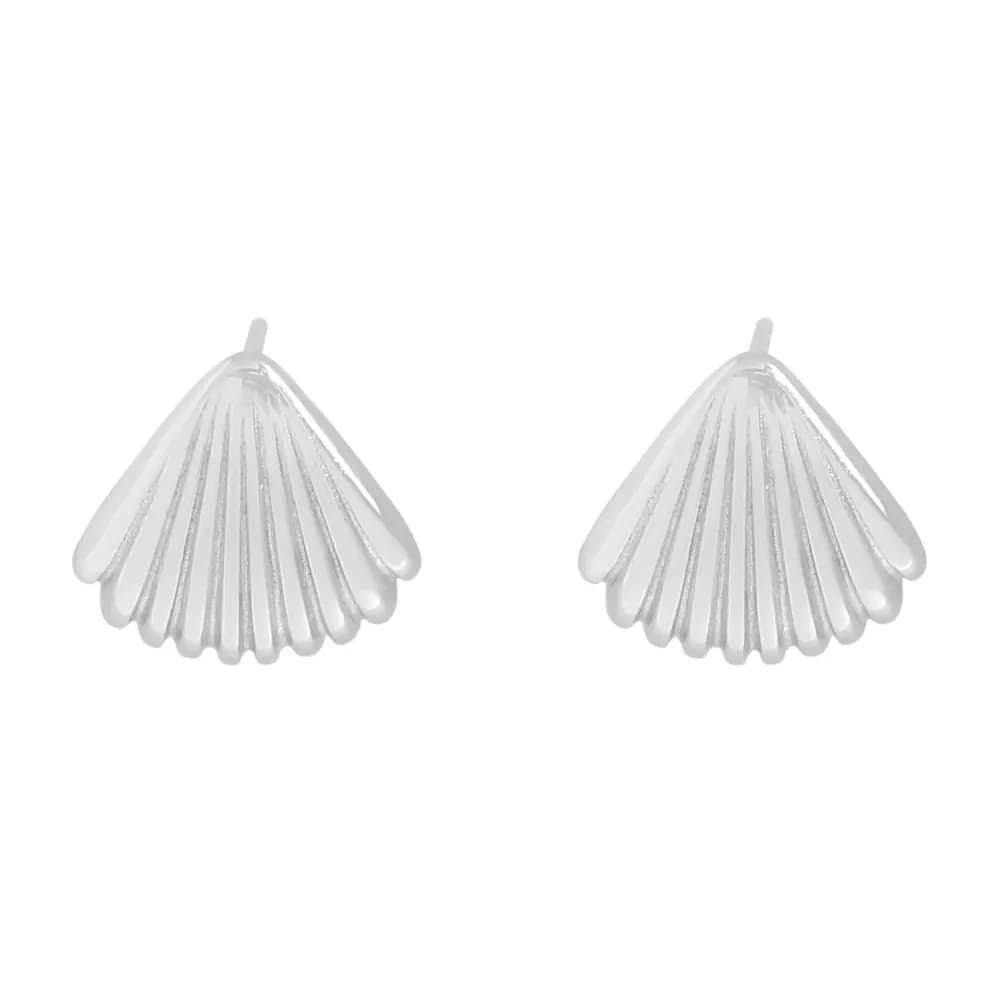 Gold Shell Stud Earrings in Silver — Sterling silver