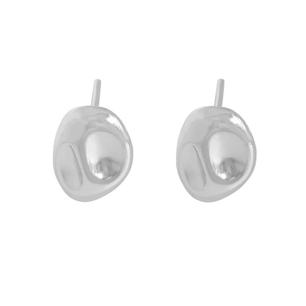 Dome Disc Stud Earrings in Platinum — Sterling silver