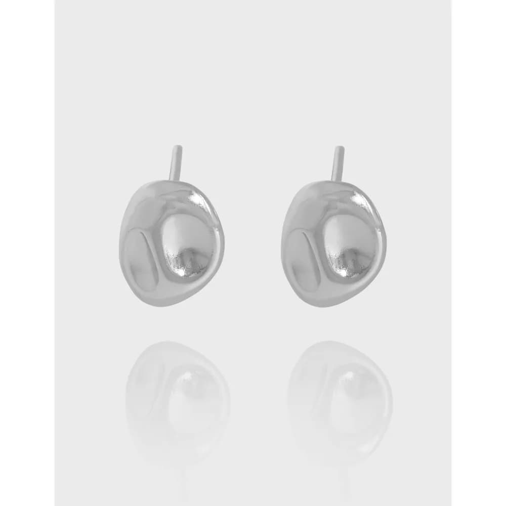 Polished sterling silver dome disc stud earrings with posts