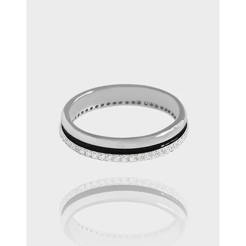 Pavé Diamond Band Ring in Platinum — Sterling silver