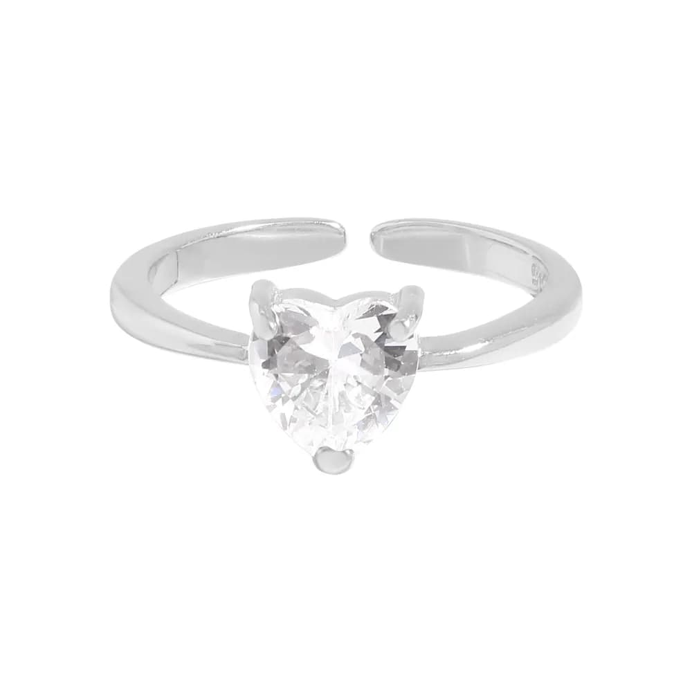 Heart Shaped Ring in Platinum — Sterling silver