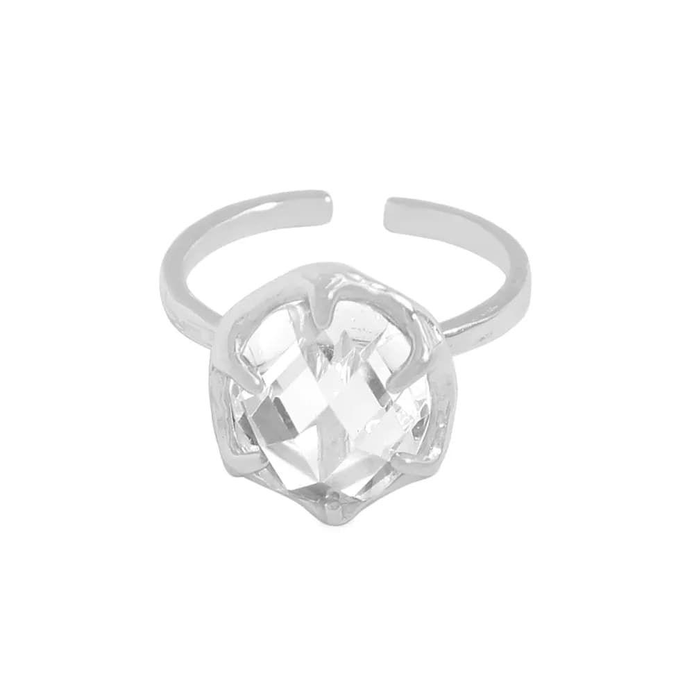 Crystal Claw Ring in Platinum — Sterling silver