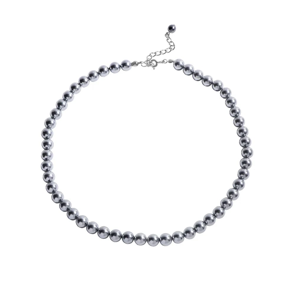 Beaded Silver Necklace in Platinum — Silver