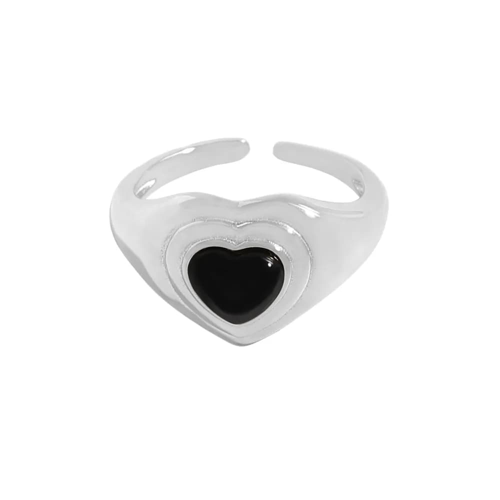 Heart Stone Ring in Platinum — Sterling silver