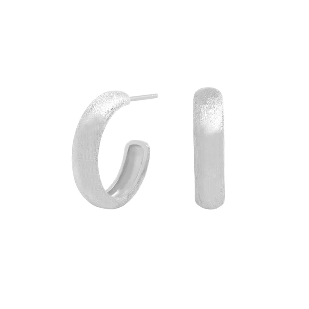 Textured Hoop Earrings in Silver — Sterling silver