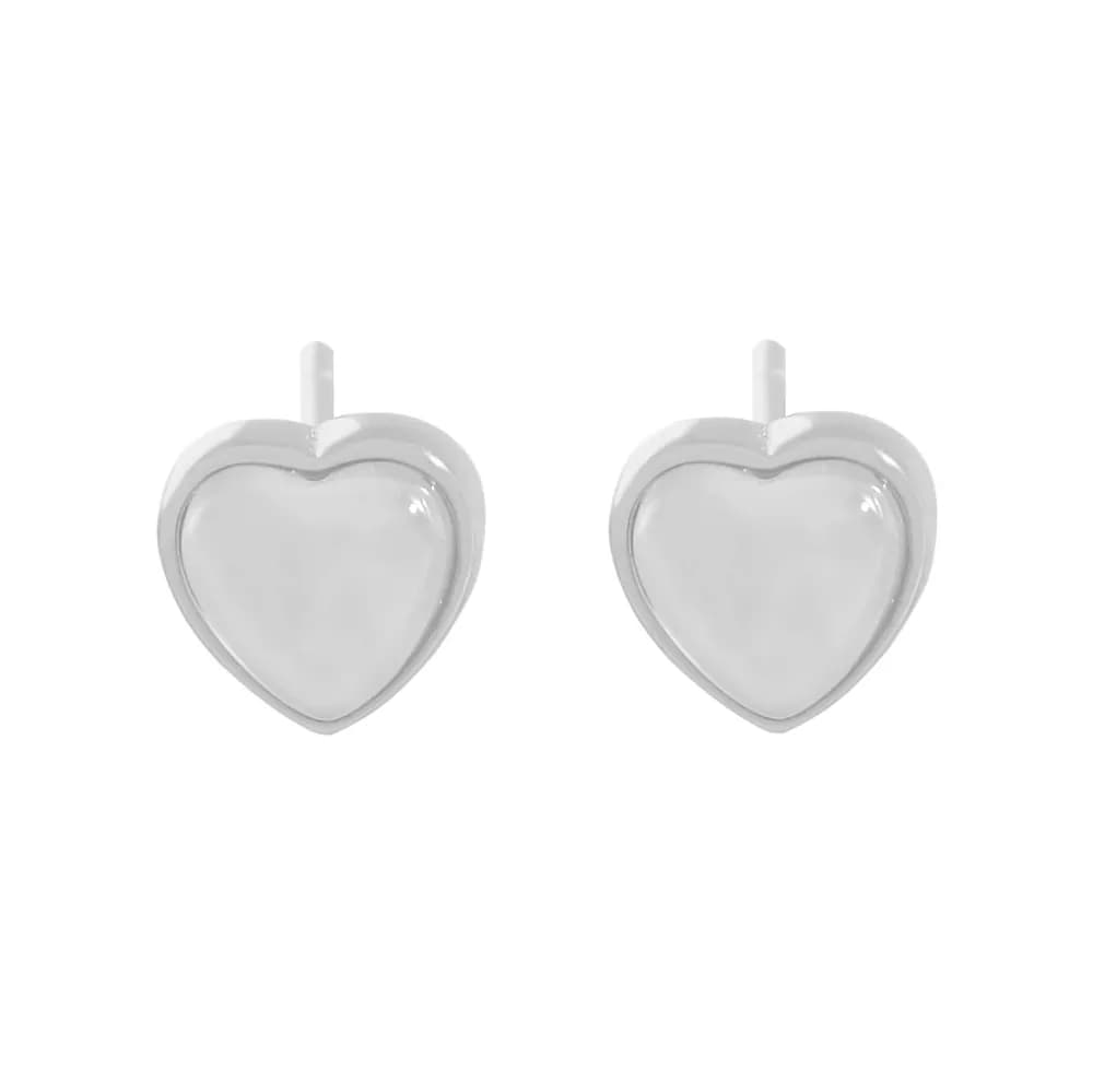Heart Shape Stud Earrings in Agate Silver — Sterling silver