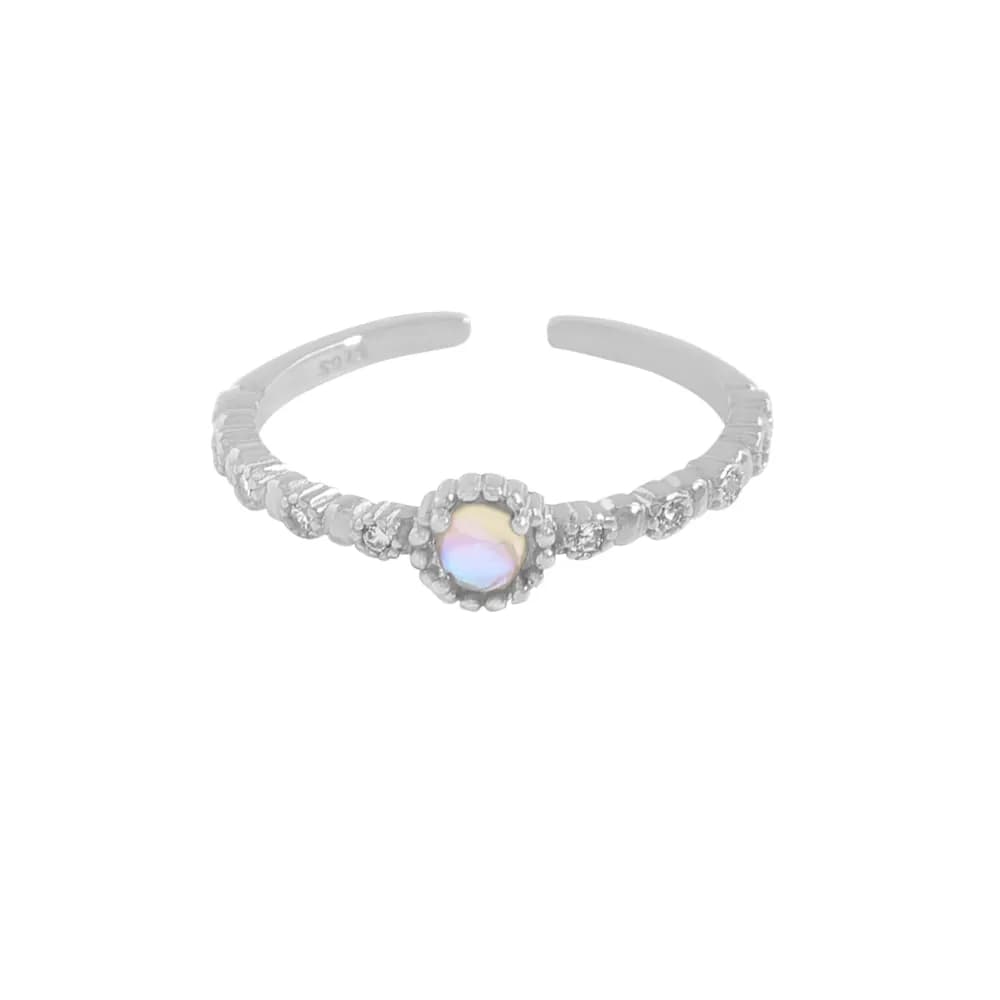Opal Bead Ring in Platinum — Sterling silver