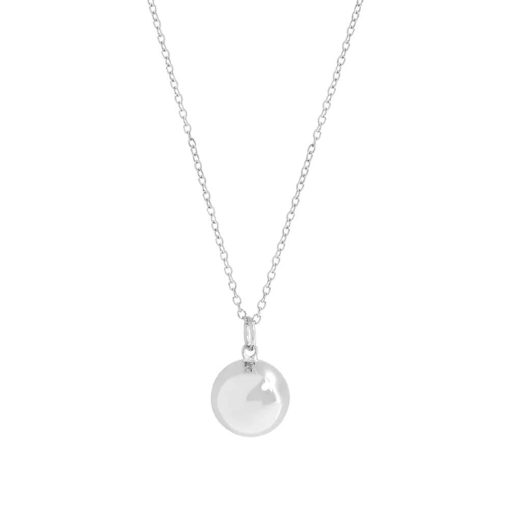 Gold Tone Sphere Pendant Necklace in Platinum — Sterling silver
