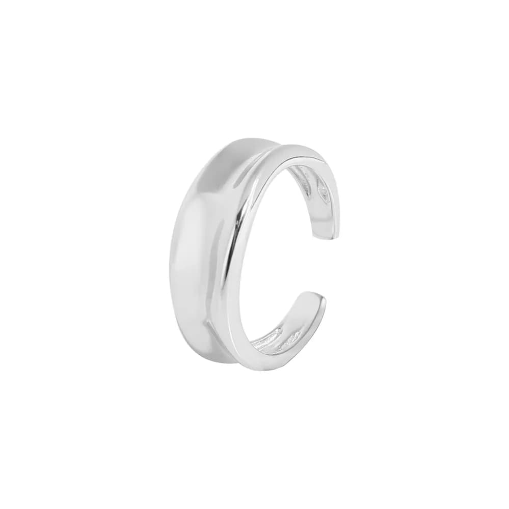 Curved Wide Ring in Platinum — Sterling silver