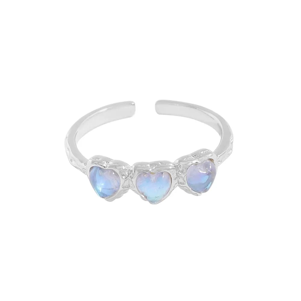 Triple Heart Opal Ring in Platinum — Sterling silver