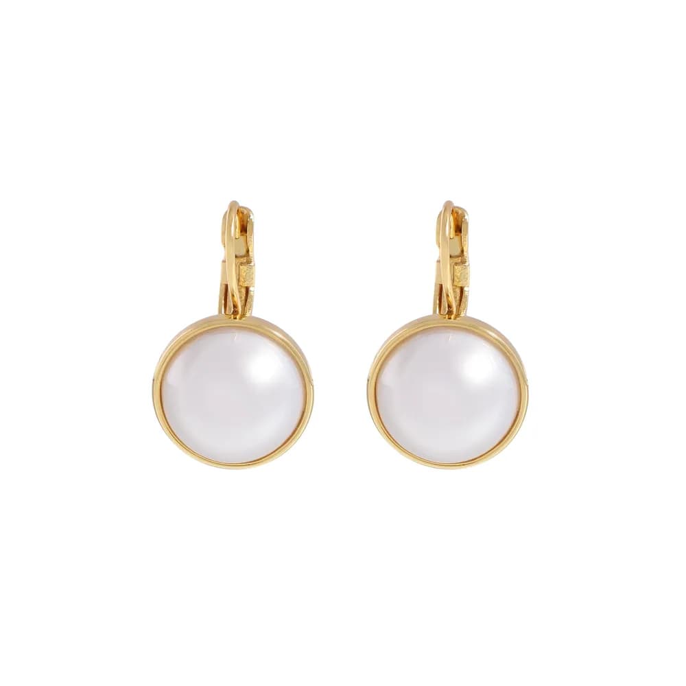 Pearl Bezel Earrings in Gold — Sterling silver
