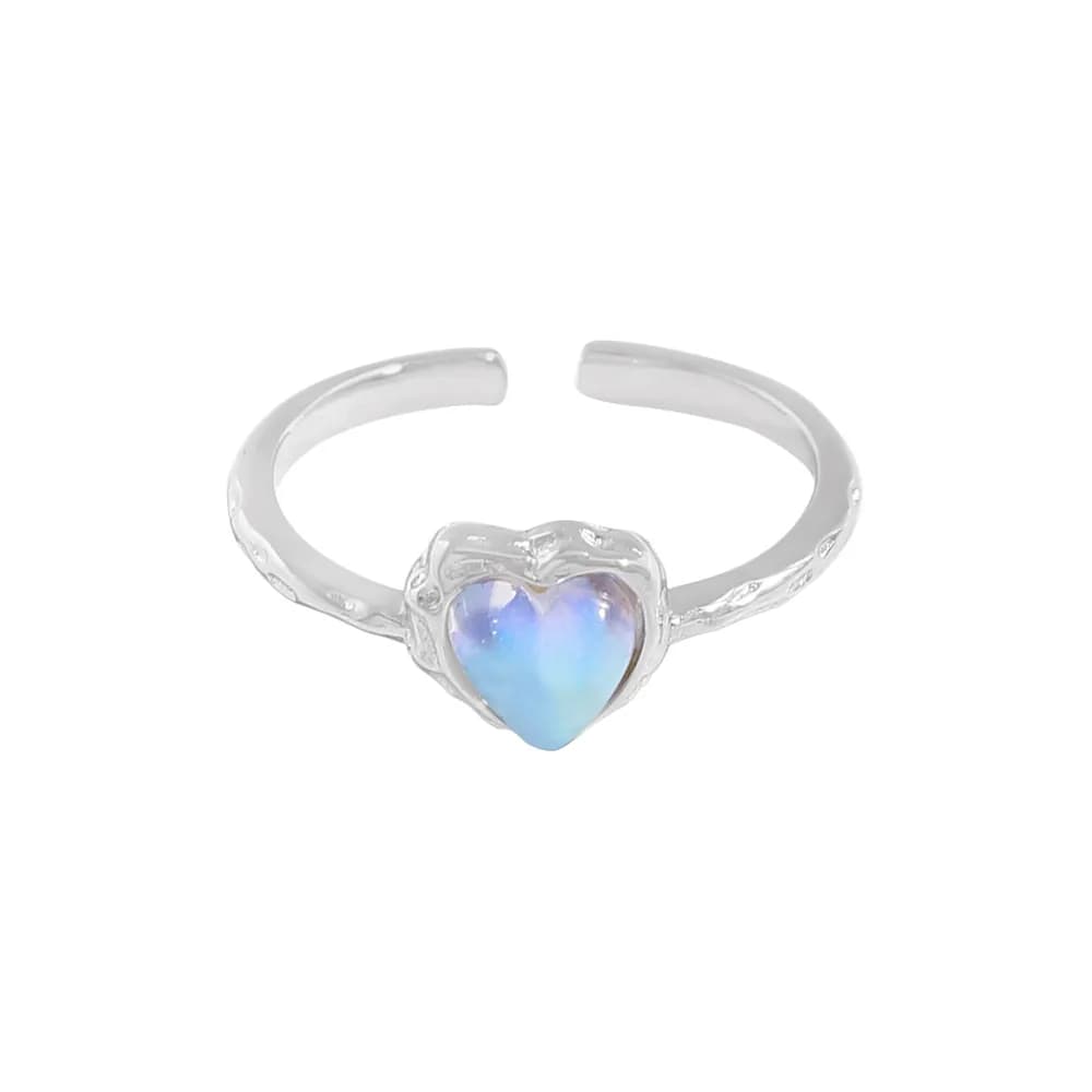 Opal Heart Ring in Platinum — Sterling silver